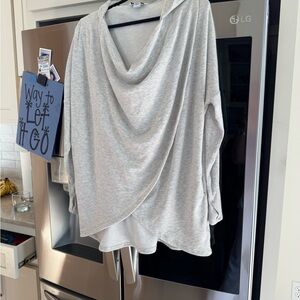 Gray Draped Long Sleeve Top